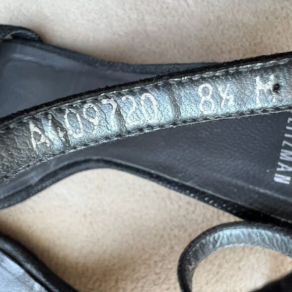 Stuart Weitzman Black Goose Bump Leather Nudist Strappy Heeled Sandals 8.5 M - Picture 14 of 16